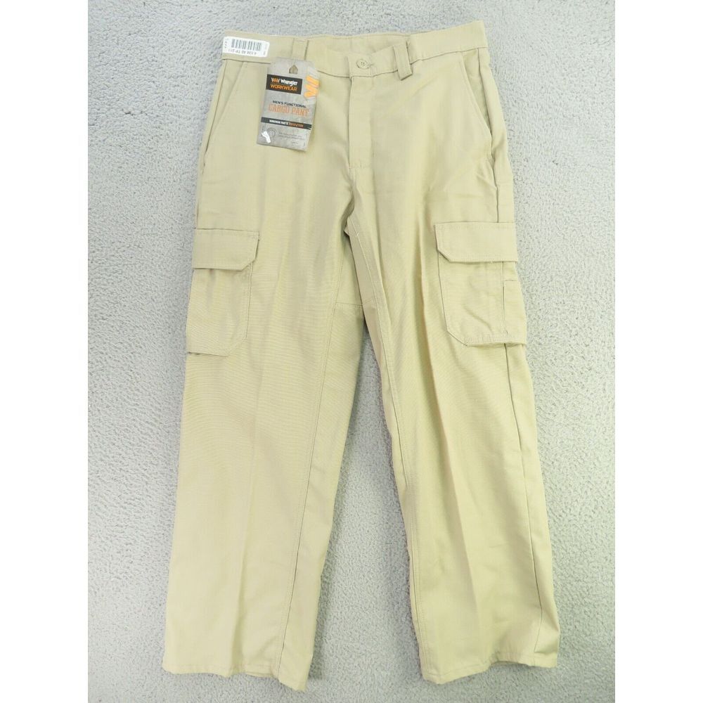 Wrangler Workwear Cargo Pant Mens 32x30 Tan 7 Pockets Inseam Gosset New